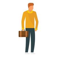 hombre con icono de bolsa de cuero, estilo plano vector