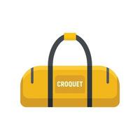 icono de bolsa de deporte de croquet, estilo plano vector