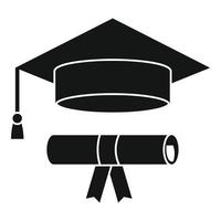 icono de diploma de sombrero graduado, estilo simple vector