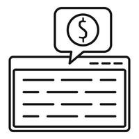 Web page finance icon, outline style vector