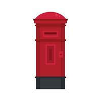 Red street post box icon, flat style vector