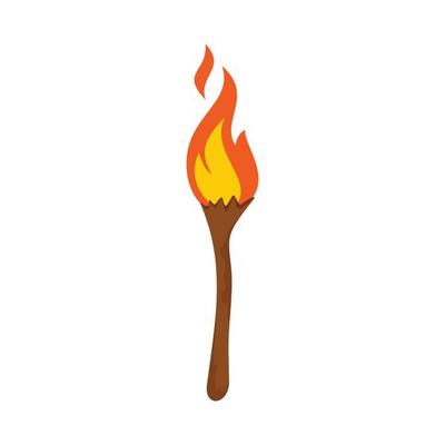 Stone age torch icon, flat style