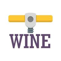 logotipo de sacacorchos de vino, estilo plano vector