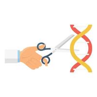 Scissors cut dna icon, flat style vector