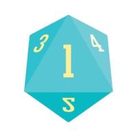 Dice polygonal number icon, flat style vector