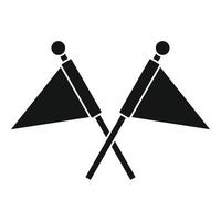 icono de banderas cruzadas, estilo simple vector