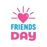 Sunny heart friends day logo, flat style vector