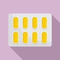 Dietary pills pack icon, flat style vector