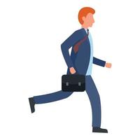 Running businessman icon, flat style vector