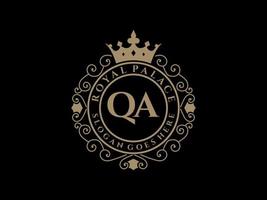 Letter QA Antique royal luxury victorian logo with ornamental frame. vector