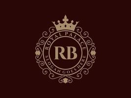 letra rb logotipo victoriano de lujo real antiguo con marco ornamental. vector