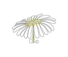 la flor de margarita está dibujada a mano en un estilo minimalista, en la técnica de una línea, línea mono. símbolo de cosméticos, logotipo de salón de belleza vector