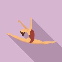 Split jump girl gymnastics icon, flat style vector