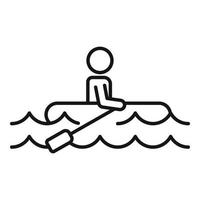 Man boat flood icon, outline style vector