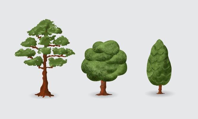 set of different tree design for winter season