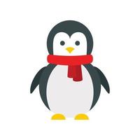 Xmas penguin icon, flat style vector