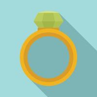Crystal gemstone ring icon, flat style vector