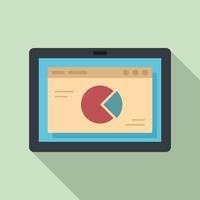 Tablet finance pie chart icon, flat style vector