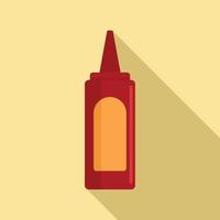 sabroso icono de botella de ketchup, estilo plano vector