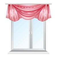 Red high window curtain icon, cartoon style vector