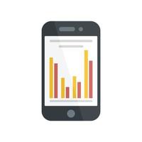 Graph column on smartphone screen icon, flat style vector