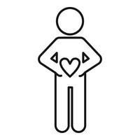 Man hide heart icon, outline style vector