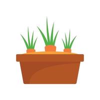 Carrot in ground pot icon, flat style vector