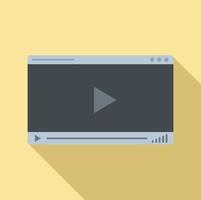 Web video player icon, flat style vector