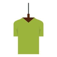 camiseta verde en el icono de la percha, estilo plano vector