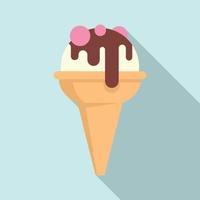 Cone beach ice cream icon, flat style vector