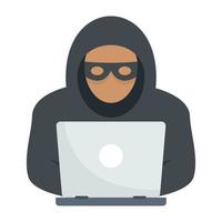 Laptop hacker icon, flat style vector