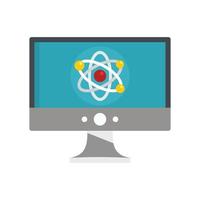 Computer learning icon, flat style vector