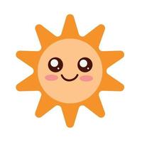 sun kawaii comic character vector