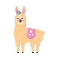 llama peruana animal de pie vector