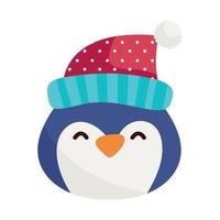 lindo pinguino con sombrero vector