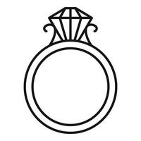 icono de anillo de oro rubí, estilo de esquema vector