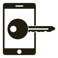 Smartphone key lock icon, simple style vector