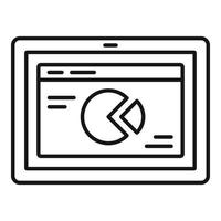 Tablet finance pie chart icon, outline style vector