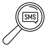 Sms magnify glass icon, outline style vector