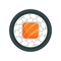 Salmon sushi roll icon, flat style vector