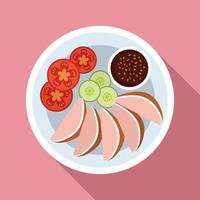icono de verduras de comida tailandesa, estilo plano vector