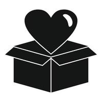 icono de corazón en caja, estilo simple vector