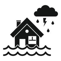 icono de inundación de la casa de tormenta, estilo simple vector