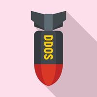 Dos hacker bomb icon, flat style vector