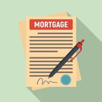 Mortgage contract paper icon, flat style vector