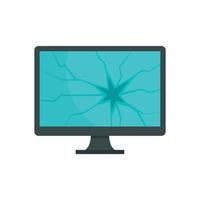 Broken computer monitor icon, flat style vector