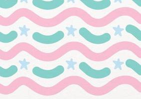 Wallpaper and gift wrapping paper in wave and star pattern seamless style on white background. vector