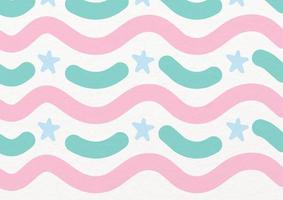 Wallpaper and gift wrapping paper in wave and star pattern seamless style on white background. vector