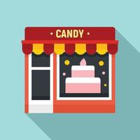 Candy street shop icon, flat style vector