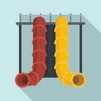 Aquapark pipe slide icon, flat style vector